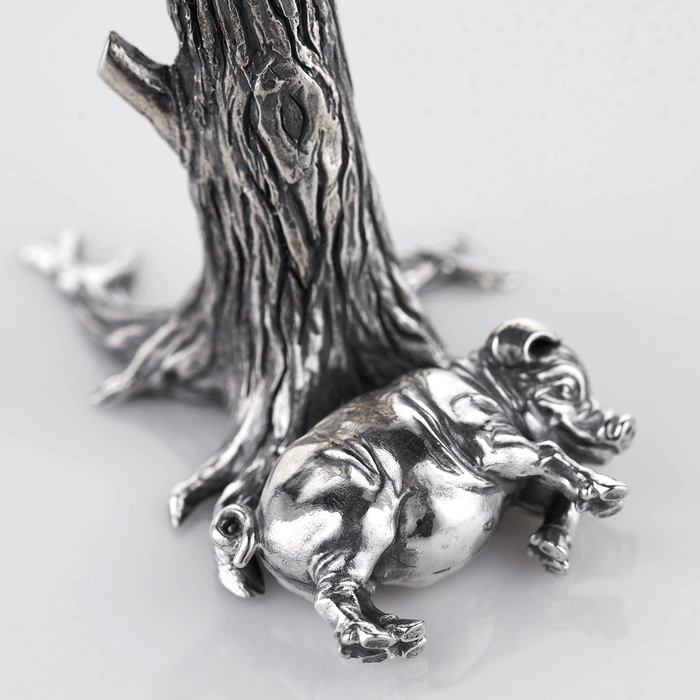 Stand for the handle "Pig under the oak" made of silver